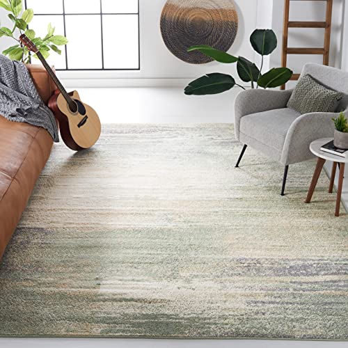 Safavieh Modern Rug for Living Room, Dining Room, Bedroom - Adirondack Collection, Short Pile, in Ivory and Sage, 183 x 183 cm