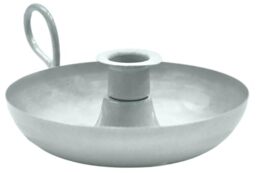 Ivyline Metal Taper Candle Holder with Handle in Grey - Durable and Stylish - Decorative Dish Shape Base for Taper Candles - H5cm x W16cm x D13cm