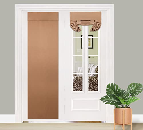 PI Blackout French Door Curtain, Privacy Thermal Insulated Long Curtain for Glass/Sliding Door, Tie Up Shade 1 Panel (W26XL80, Cappuccino)
