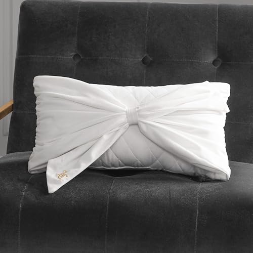 "Juicy Couture Rectangle Decorative Accent, Premium Reversible Throw Pillow, Living Room and Bedroom Décor, 10""x18"", White"