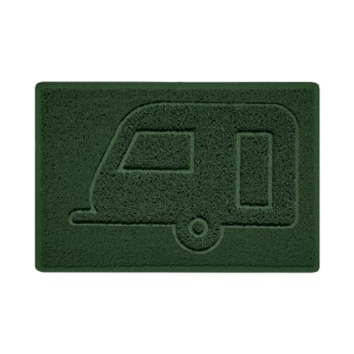 Nicoman CARAVAN Embossed Shape Door Mat Dirt-Trapper Jet-Washable Doormat-(Use Indoor or Sheltered Outdoor)- (60x40cm/23.6x15.7inches, Small) Green