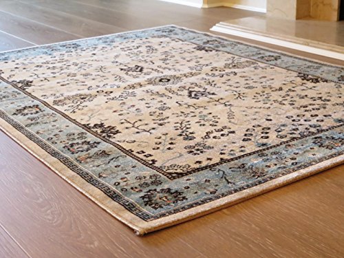 Aspect Herat Oriental/Persian/Floral Area Rug, Polypropylene, Grey/Teal, 170 x 120 x 0.4 cm
