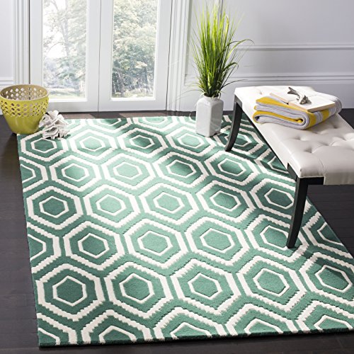 Safavieh Contemporary Indoor Hand Tufted Rectangle Area Rug, Chatham Collection, CHT731, in Teal / Ivory, 91 X 152 cm for Living Room, Bedroom or Any Indoor Space