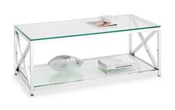 Julian Bowen Miami Coffee Table, Glass & Silver - H45 x W120 x D60cm