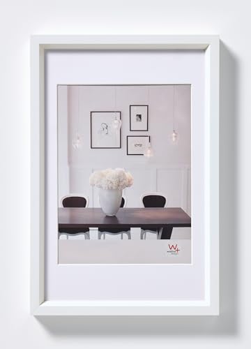 walther design Picture Frame White 40 x 50 cm with PassepArtout, Steel Style Plastic Frame ES050W