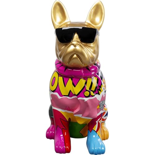 KARE Design Deco Figurine Graffiti Dog, Gold/Multicolor, 20x10x13 cm, Decorative Object, Hand-Painted, Street Art Inspired, Dog Motif for Shelves, Gift Idea, Living Room
