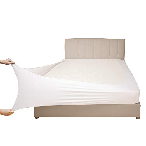 Mrs Awesome Stretch Jersey Box Spring Cover Wrap Around, Bed Skirt Alternative, Ultra Soft & Wrinkle Resistant, Full/Full XL, White