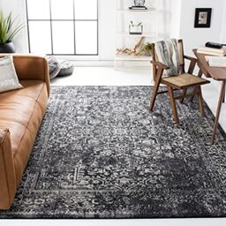 SAFAVIEH Traditional Rug for Living Room, Dining Room, Bedroom - Evoke Collection, Short Pile, in Black and Grey, 200 x 200 cm