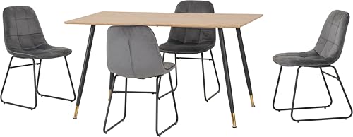 Seconique Hamilton Medium Dining Set with Lukas Chairs in Medium Oak/Grey