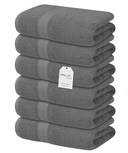 Avalon Towels Luxury Hand Towels (Pack of 6) 16x28 Inches Premium Cotton, Soft & Highly Absorbent, Hand Towels for Bathroom, 600 GSM Face Towels, Quality