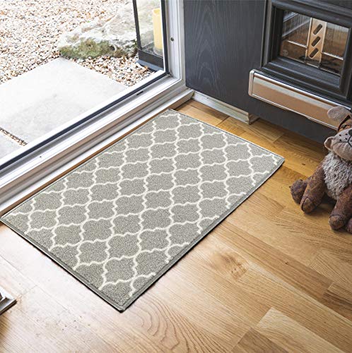 Havana Washable Non-Slip Kitchen Floor Mat, Trellis, Grey, 80x150cm