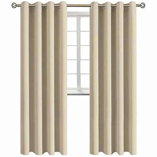 BGment Room Darkening Curtains 244 cm long ??? Grommet thermal insulated curtains for bedroom, 2 panels, 132 x 244 cm, Beige