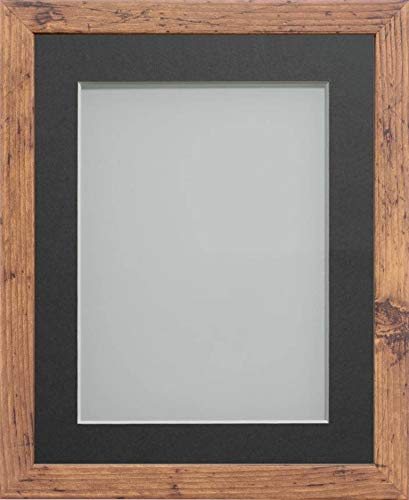 Frame Company Allington Rustic Photo Frame with Grey Mount, A4 for 10x6 inch, fitted with perspex