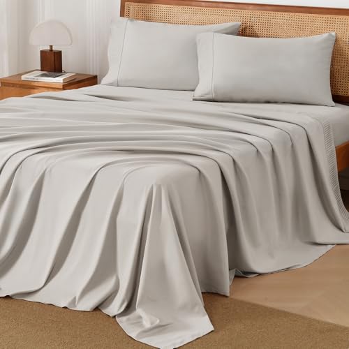"Andency Tannish Grey Sheets King Set 4 Pieces, Super Soft Sheets for King Size Bed, Microfiber King Sheet Set, Deep Pocket Up to 16"", Hotel Luxury Breathable & Cooling Bedding Sheets & Pillowcases"