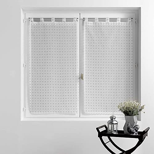 Douceur d'Intérieur White/Grey Curtain, 2 x 60 x 90 cm