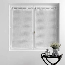 Douceur d'Intérieur White/Grey Curtain, 2 x 60 x 90 cm