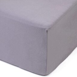 Amago - Fitted Sheet, 50 cm Pocket, 100 Percent Cotton, 180 x 200 cm - Silver