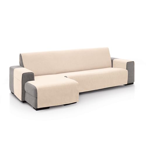 FAVERTI?? Left Arm Chaise Longue Sofa Cover 280 (Front View) - PEGO Model - Natural - Extra Soft Chenille Touch, Quality Chaise Protector Made in Spain with Recycled Material
