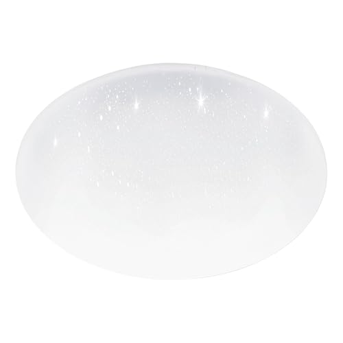 Eglo LED Ceiling Lamp Pogliola, Flush Mount Light with Crystal Effect and Dip Switch, for Kitchen, Metal Plastic in White, Warm Neutral Cool Ø 43 cm