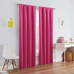 "Eclipse Modern Blackout Thermal Rod Pocket Window Curtain for Bedroom or Living Room (1 Panel), Polyester Microfiber Fabric, Raspberry, 42"" W x 95"" L (Pack of 1)"