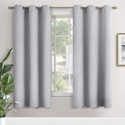 YoungsTex Light Grey Blackout Curtains for Bedroom, 42 x 72 Inches, Thermal Insulated, with Eyelets, Room Darkening, Energy-Saving Curtains for Living Room, 2 Panels