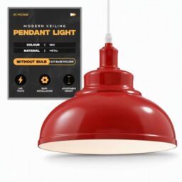 DC VOLTAGE Modern Ceiling Pendant Light Red Metal 29cm Width Lampshade Easy Fit E27 Base