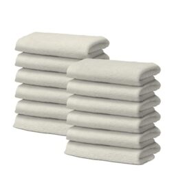 Set of 12 Face Towels in 100% Cotton – 30 x 30 cm – Extra Absorbent and Quick Drying – for Bathroom, Spa and Gym – Cream – Orlando Model