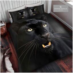 Gaveno Cavailia Animal Print 3D Black Panther Double Duvet Set, Premium Wildlife Bedding, 3 Piece Cotton Blend Reversible Bedlinen, Easy Care DuvetCover Bedset, 1 Quilt Cover + 2 Pillow Cases
