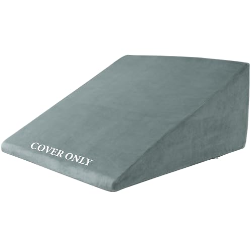 "HOMBYS Ultra Soft Velvet Bed Wedge Pillow Cover-Super Soft Fleece Pillowcase with Zipper Design, Removable & Machine Washable Pillowcase, (Grey, 25""x25""x8"")"