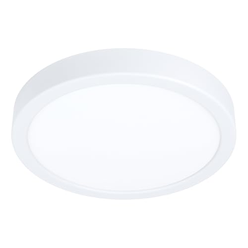 Eglo LED Ceiling Light Fitting Fueva 5, Ø 21 cm, Round Ceiling lamp with Motion Sensor, Flush Light Fixture, Metal and Plastic in White, Warm White Lighting
