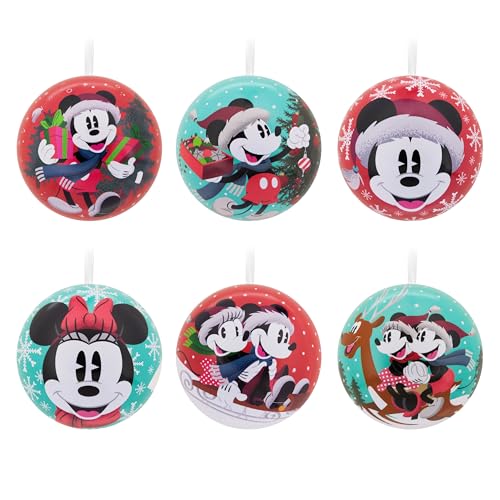 Hallmark Disney Mickey & Minnie Mouse Christmas Tree Decorations, 12-Pack
