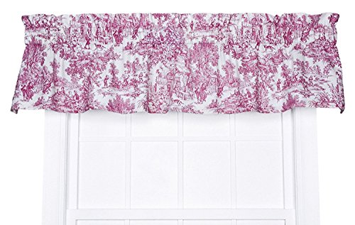 Victoria Park Toile Tailored Valence Window Curtain, Red