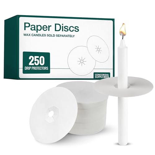 Concordia Supply Paper Disc Candle Drip Protectors - 3??? Protector Covers for Taper, Vigil & Prayer Candles - Ideal Candlestick Holders for Candlelight Services & Memorial Candle (Box of 250)