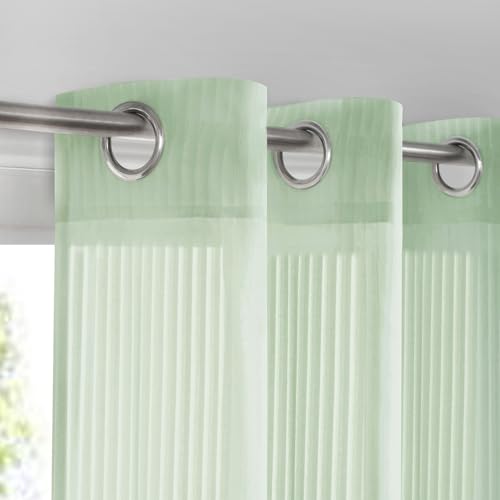 Sovtfides Sage Green Sheer Curtains & Drapes 96 inches Long for Living Room - Grommet Top Solid Lightweight & Airy Gauzy Window Treatments with Light Filtering for Bedroom, 2 Panels, W62 x L96