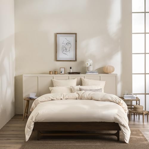 Plain Dyed Washed Cotton Percale Duvet Cover, Delicate, 260 x 240 cm, ESSIX