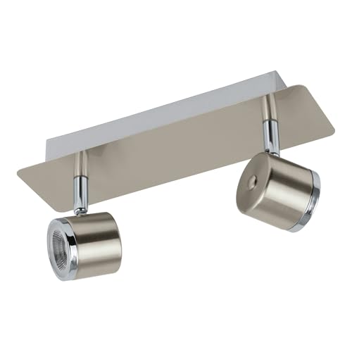 EGLO LED ceiling lamp Pierino, ceiling spotlight, steel in matt nickel