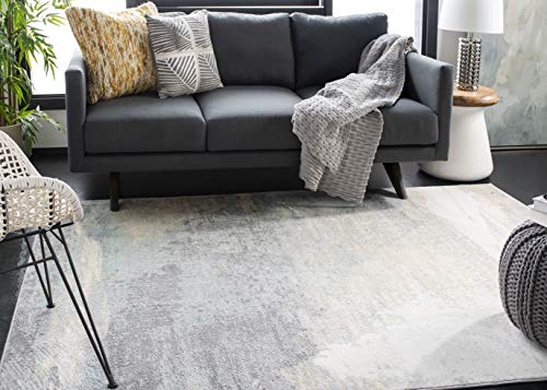 Safavieh Abstract Rug for Living Room, Dining Room, Bedroom - Jasper Collection, Short Pile, in Grey and Gold, 200 x 300 cm