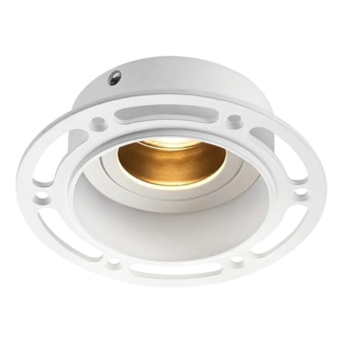 National Lighting Horizon Matt White Round Trimless Plaster in GU10 LED Anti Glare Low Profile Die Cast Tilt Rotate Ceiling Downlight Spotlight