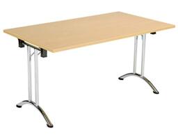 Office Hippo Folding Office Table, Sturdy & Stylish Computer Table Desk, Work Table For Home Office, Versatile Foldable Table For Meeting Room or Boardroom, 5 Year Guarantee - Oak/Chrome