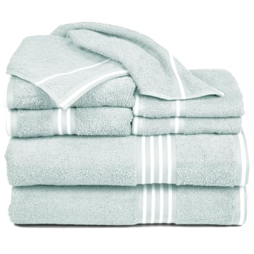 Lavish Home Rio 8 Piece 100% Cotton Towel Set - Seafoam