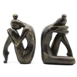 Lukitas Unique Decorative Girl Thinker Bookends, Home Office Books Shelves Stoppers Holder, Nonskid Book Stoppers, Creative Desktop Ornaments for Study Room Hotel Office Shelves, Resin, 1Pair/2Piece