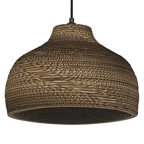 OSRAM Brown Decor Cardboard Hat Pendant luminaire, Corrugated Board, Lightweight, E27, 360 mm Diameter, Recycled Material lampshade, Sustainable Due to Replaceable Light Source, Simple Installation