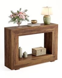 LITTLE TREE 47 Inches Console Table, Sofa Table with Storage, Modern Entryway Furniture for Hallway, Narrow Long Sofa Entryway Table for Living Room, Brown