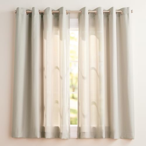 "Exclusive Home Curtains Grommet Top Window Curtain Panel Pair, Polyester, Natural, 63"" Length"