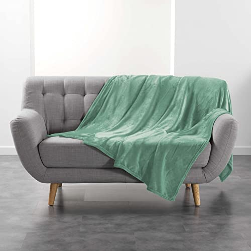 Douceur d'Intérieur, 180 x 220 cm Sage Flannel Plain Flannel Blanket
