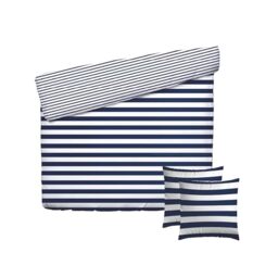 Pure Cotton 3-Piece Double Bedding Set - Duvet Cover 260 x 240 cm and 2 Pillowcases 63 x 63 cm - 100% Cotton Satin, 80 Thread Count - Oeko-TEX Certified - Navy Foam - Blue
