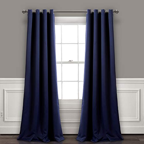 "Lush Decor Insulated Grommet Blackout Curtains Panel Pair, 52"" W x 84"" L, Navy"