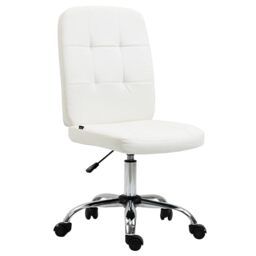 Vinsetto Armless Office Chair, Adjustable Height, Button Tufted, White