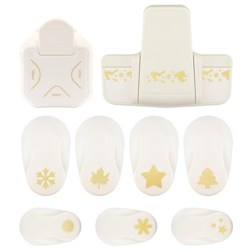 Vaessen Creative Craft Paper Punch - Christmas - 9 Pcs - Various Sizes - Circle Cutter for Crafting and Card Making - Leaf, Circle, Christmas Tree, Snowflakes, Stars