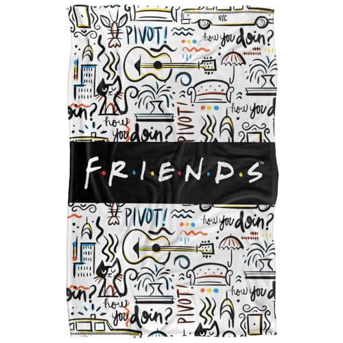 Friends Let's Be Friends Pattern Super Soft Snuggle Blanket with Silky Touch - 91 x 147 cm
